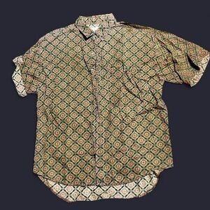 Geometric Patterned Casual Vintage Button Down Shirt